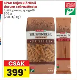 Spar Market SPAR teljes kiőrlésű durum száraztészta ajánlat