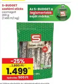 Interspar S-BUDGET szalámi sticks ajánlat