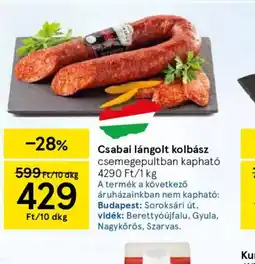 Tesco Csabai lángolt kolbász ajánlat