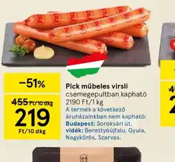 Tesco Pick műbeles virsli ajánlat