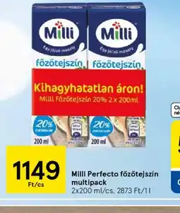 Tesco Milli Perfecta főzőtejszín ajánlat