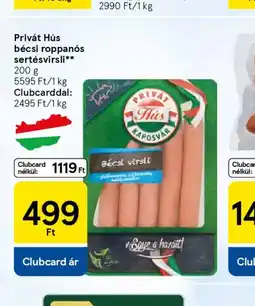 Tesco Privát Hús bécsi roppans sertésvirsli ajánlat