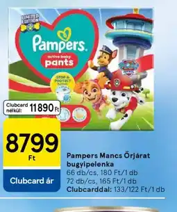 Tesco Pampers Mancs Őrjárat bugyipelenka ajánlat