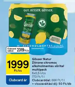 Tesco Gösser Natur Zitrone citromos alkoholmentes sörital multipack ajánlat