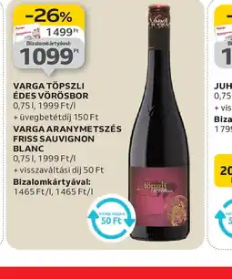 Auchan VARGA TÖPSZLI ÉDES VÖRÖSBOR ajánlat