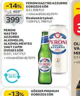 Auchan PERONI NASTRO AZZURRO ÜVEGES SÖR ajánlat