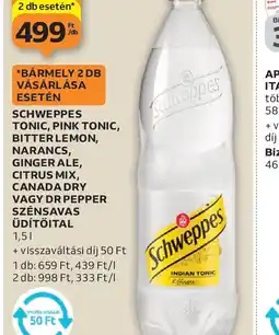 Auchan SCHWEPPES SZÉNSAVAS ÜD VAGY DR PEPPERTŐITAL ajánlat