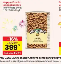 Spar Happy-Frucht lencsekonzerv ajánlat