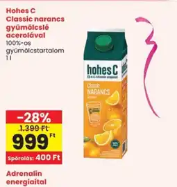 Spar Hohes C Classic narancs gyümölcslé ajánlat