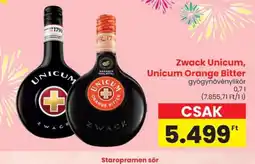 Spar ZWACK UNICUM gygynövénylikőr ajánlat