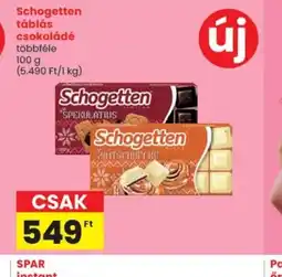 Spar Schogetten táblás csokoládé ajánlat