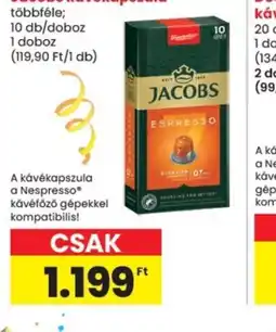 Spar Jacobs kávékapszula ajánlat