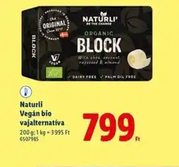 Lidl Naturli Vegán bio vajalternativa ajánlat