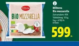 Lidl Milbona Bio mozzarella ajánlat