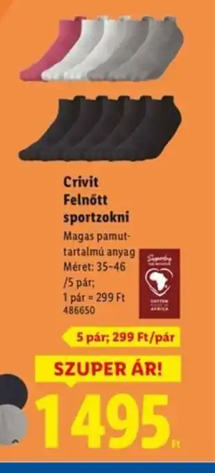 Crivit Felnőtt sportzokni