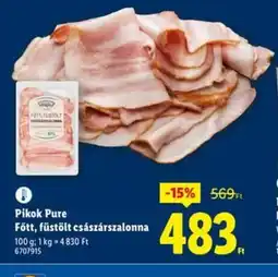 Lidl Pikok Pure Főtt, füstölt császárszalonna ajánlat