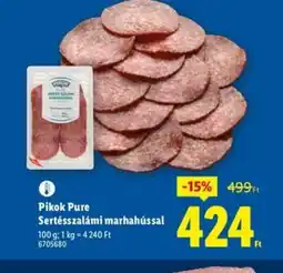 Lidl Pikok Pure Sertésszalámi marhahússal ajánlat