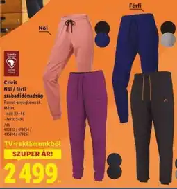 Lidl CRIVIT Női / férfi szabadidőnadrág ajánlat