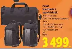 Lidl Crivit Sporttáska / sporthátizsák ajánlat