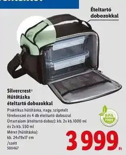 Lidl Silvercrest Hűtőtáska ételtartó dobozokkal ajánlat