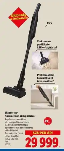 Lidl Silvercrest Akkus ciklon slim porszívó ajánlat