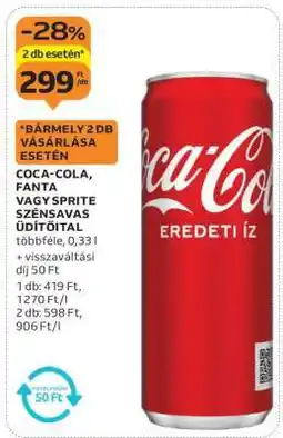 Auchan Coca-Cola, Fanta vagy Sprite szénsavas üdítőital ajánlat