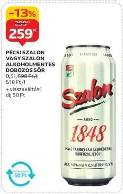 Auchan Pécsi Szalon vagy Szalon Alkoholmentes Dobozos Sör ajánlat
