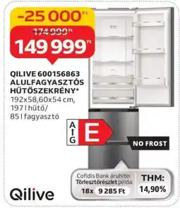 Auchan QILIVE 600156863 ALULFAGYASZTÓS HŰTŐSZEKRÉNY ajánlat