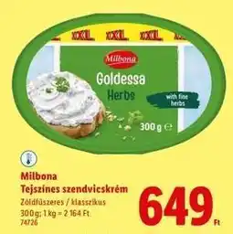 Lidl MILBONA Tejszínes szendvicskrém ajánlat