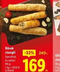 Lidl Börek stangli ajánlat