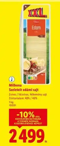 Lidl Milbona Szeletelt edámi sajt ajánlat
