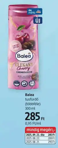 DM Balea tusfürdő ajánlat