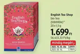 DM English Tea Shop bio tea ajánlat