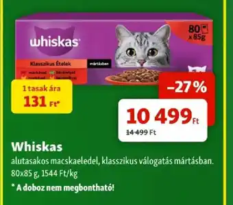 Whiskas alutasakos macskaeledel