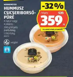ALDI Wonnemeyer Hummusz Csicseriborsó-Püré ajánlat