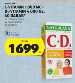 ALDI NATURLAND C-VITAMIN 1 000 MG + D3-VITAMIN 4 000 NE, 40 DARAB ajánlat