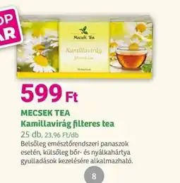 Herbaház Mecsek tea kamillavirág filteres tea ajánlat