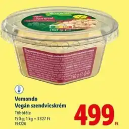 Lidl Vemondo Vegán szendvicskrém ajánlat