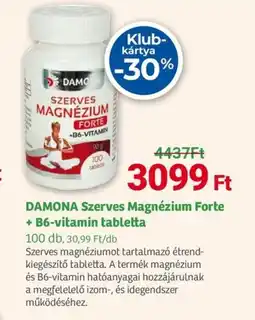Herbaház Damona szerves magnézium forte + b6-vitamin ajánlat
