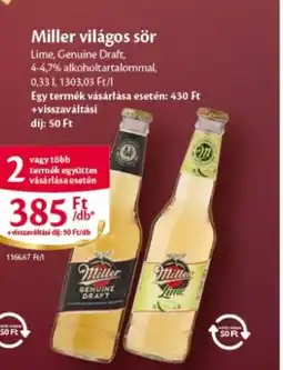 EcoFamily Miller világos sör ajánlat
