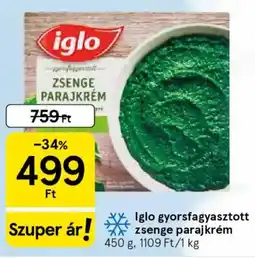 Tesco Iglo gyorsfagyasztott zsenge parajkrém ajánlat