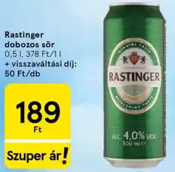 Tesco Rastinger dobozos sör ajánlat