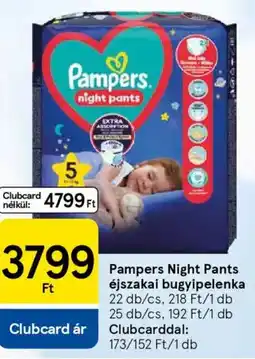 Tesco Pampers Night Pants éjszakai bugyipelenka ajánlat