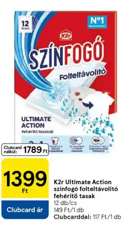 Tesco K2r Ultimate Action színfogó folteltávolító fehérítő tasak ajánlat