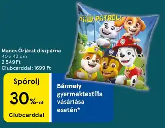 Tesco Mancs Őrjárat díszpárna ajánlat