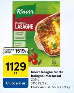 Tesco Knorr lasagne tészta bolognai mártással ajánlat
