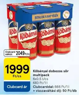 Tesco Kőbányai dobozos sör multipack ajánlat