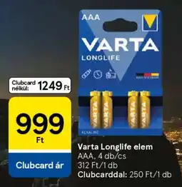 Tesco Varta Longlife elem ajánlat