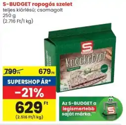 Spar S-BUDGET ropogós szelet ajánlat
