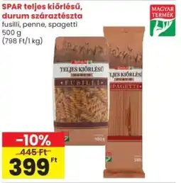 Spar SPAR teljes kiőrlésű, durum száraztészta ajánlat